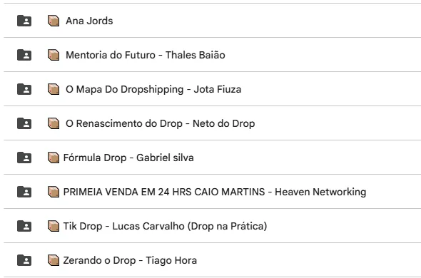 Conteúdos de Dropshipping organizados no Cofre Império Digital