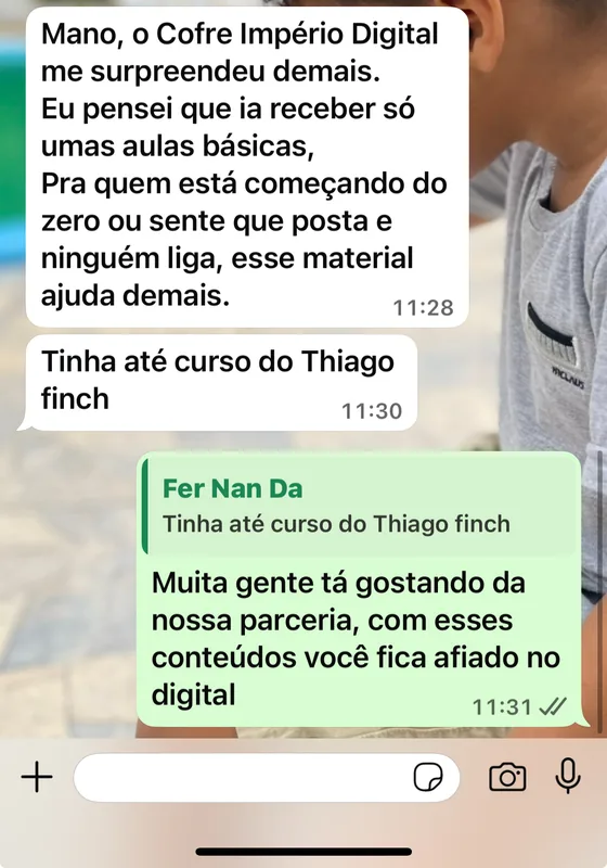 Relato de aluno sobre a organização e os conteúdos do Cofre Império Digital